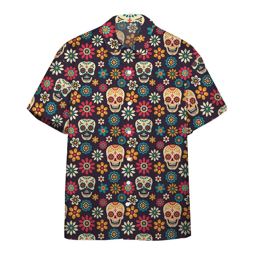 Gearhumans 3d Day Of The Dead Sugar Skull Custom Hawaiian Shirt