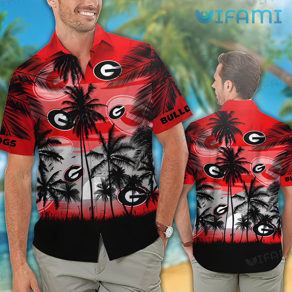 Georgia Bulldogs Hawaiian Shirt Sunset Coconut Tree Ga Football Gift