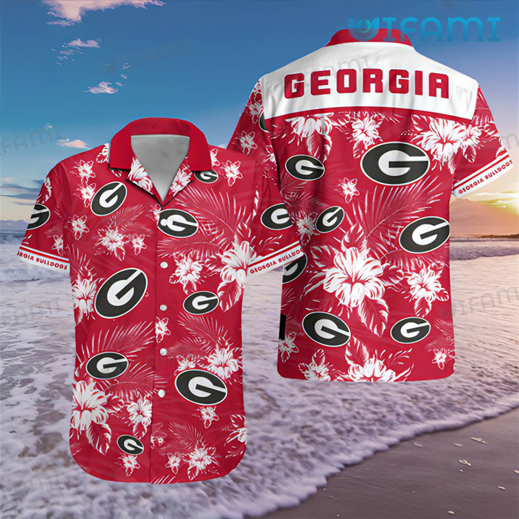 Georgia Bulldogs Hawaiian Shirt Tropical Flower Ga Football Gift