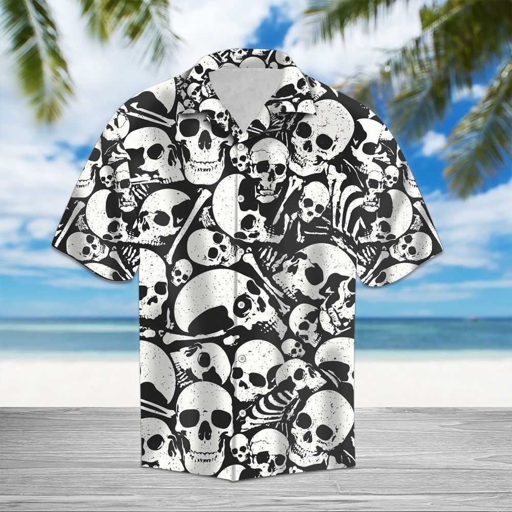 Get Here Skull Skulls Bones 3d All Over Hawaiian Shirt-1