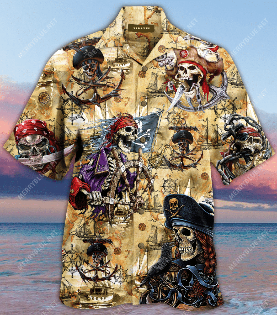 Get Now Amazing Pirate Skull Unisex Hawaiian Shirt-1
