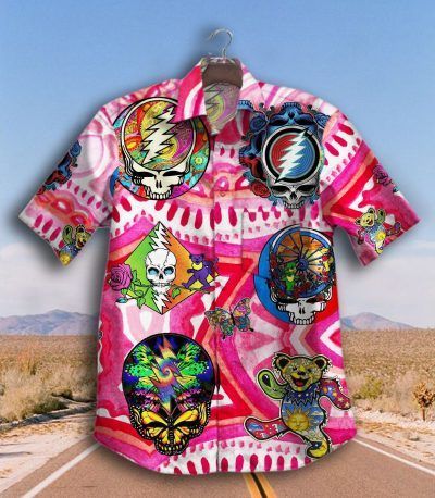 Gettyshirt Skull Tropical Vintage Grateful Dead Cotton Mens Hawaiian Shirt-1