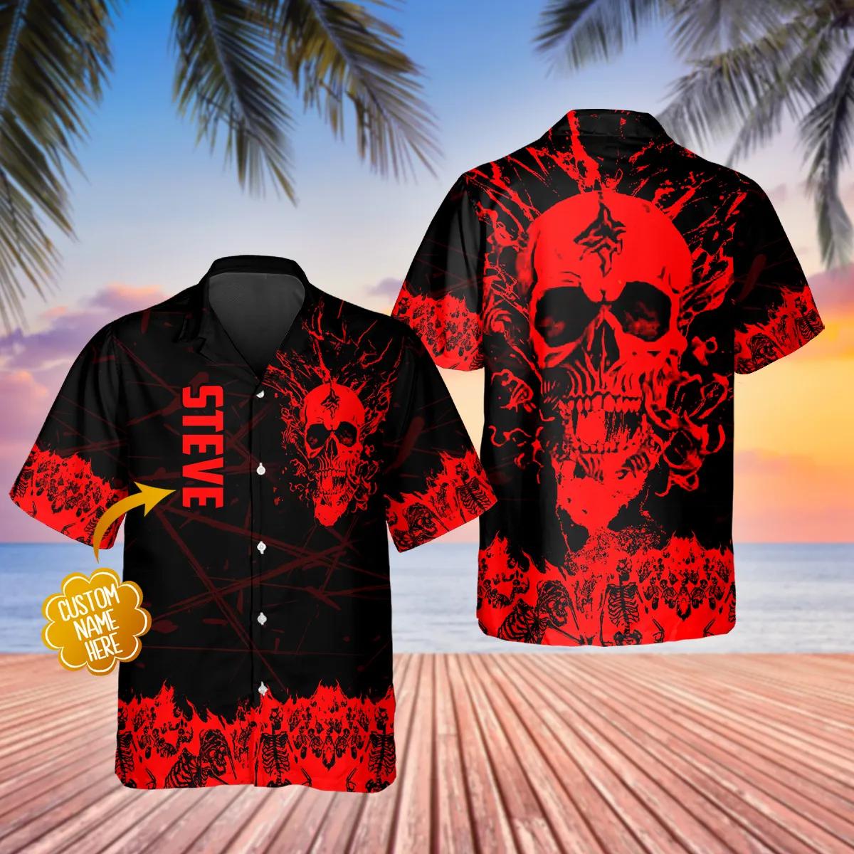 Ghost Blood Skull Personalized Hawaiian Shirt