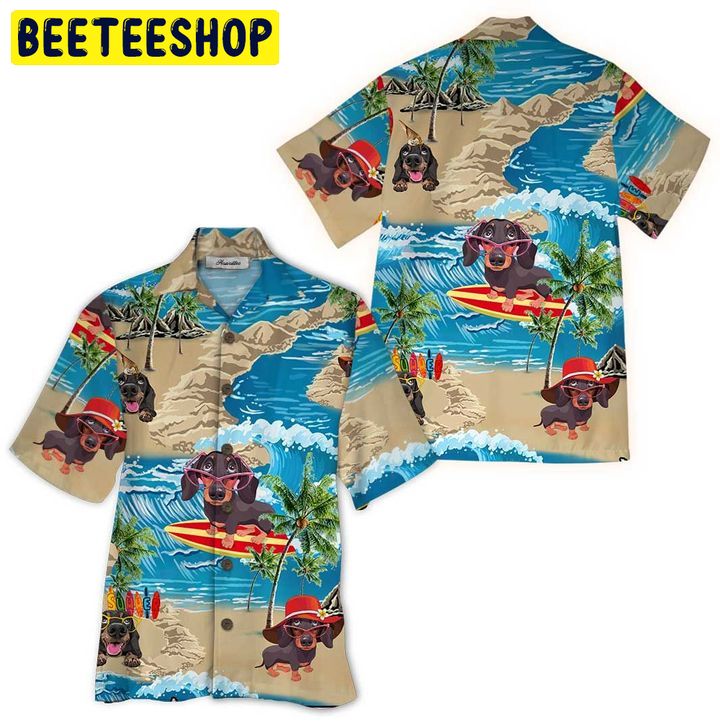 Go To Beach Dachshund 3d All Over Printed Trending Hawaiian Shirt-1