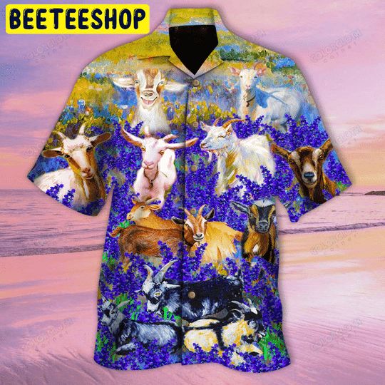Goats In Bluebonnets Trending Hawaiian Shirt-1