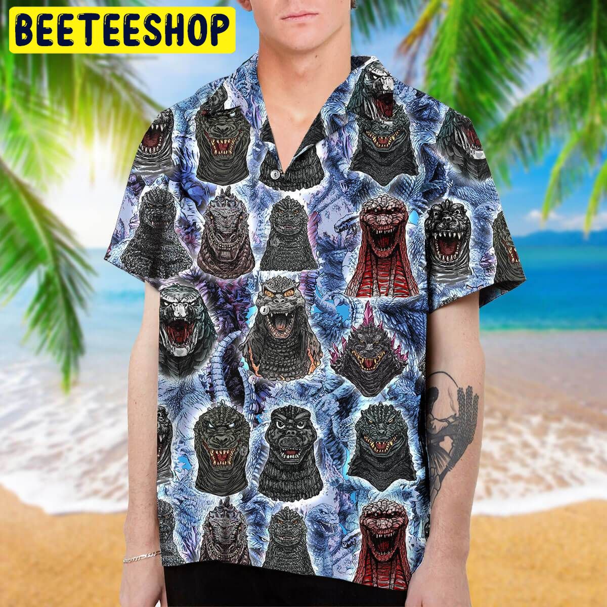 Godzilla 3d All Over Printed Trending Hawaiian Shirt-1