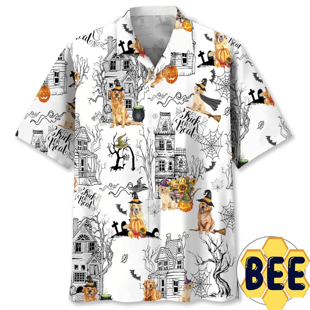 Golden Retriever Halloween Hawaiian Shirt-1