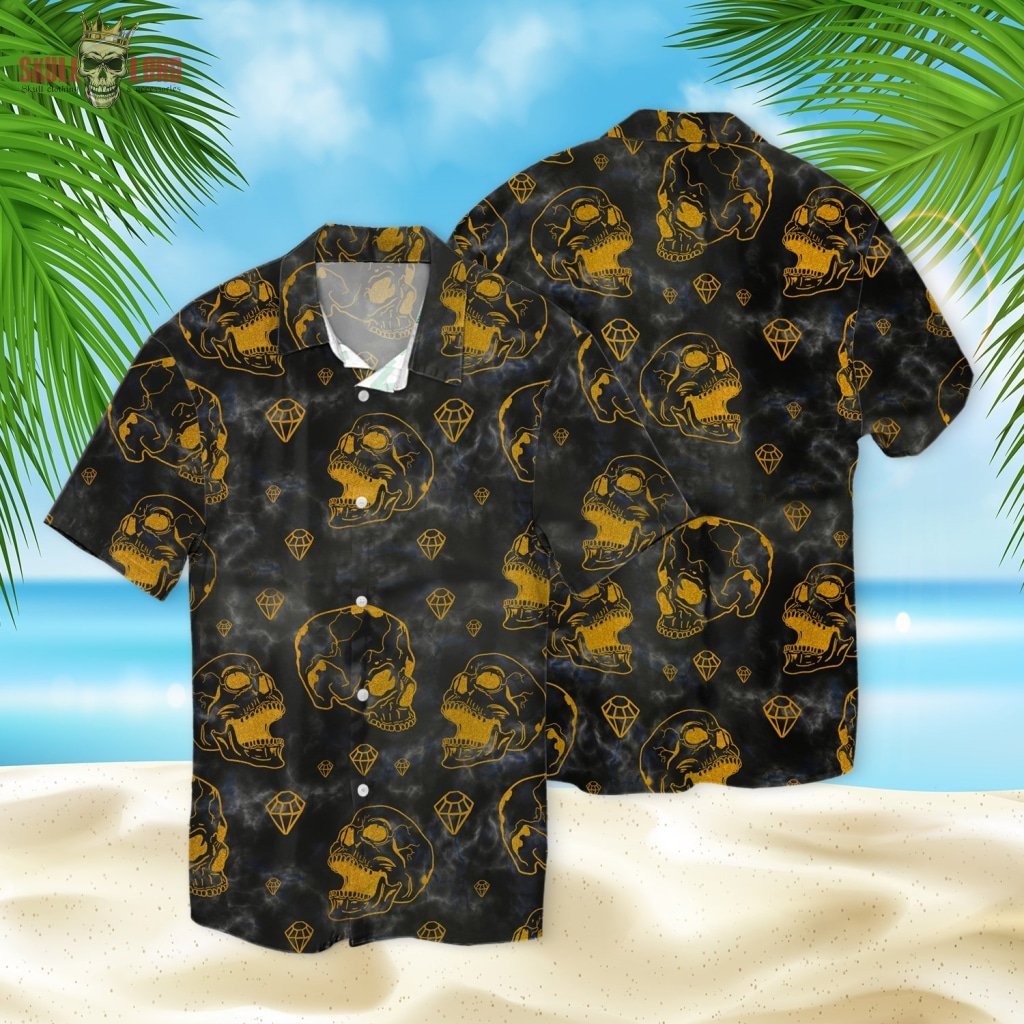 Golden Skull 3d Hawaiian Shirt