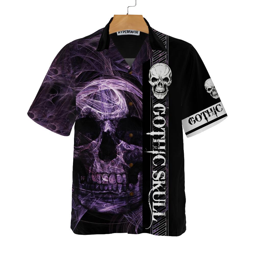 Gothic Skull Hawaiian Shirt Cool Skull Black Shirt For Men And Women