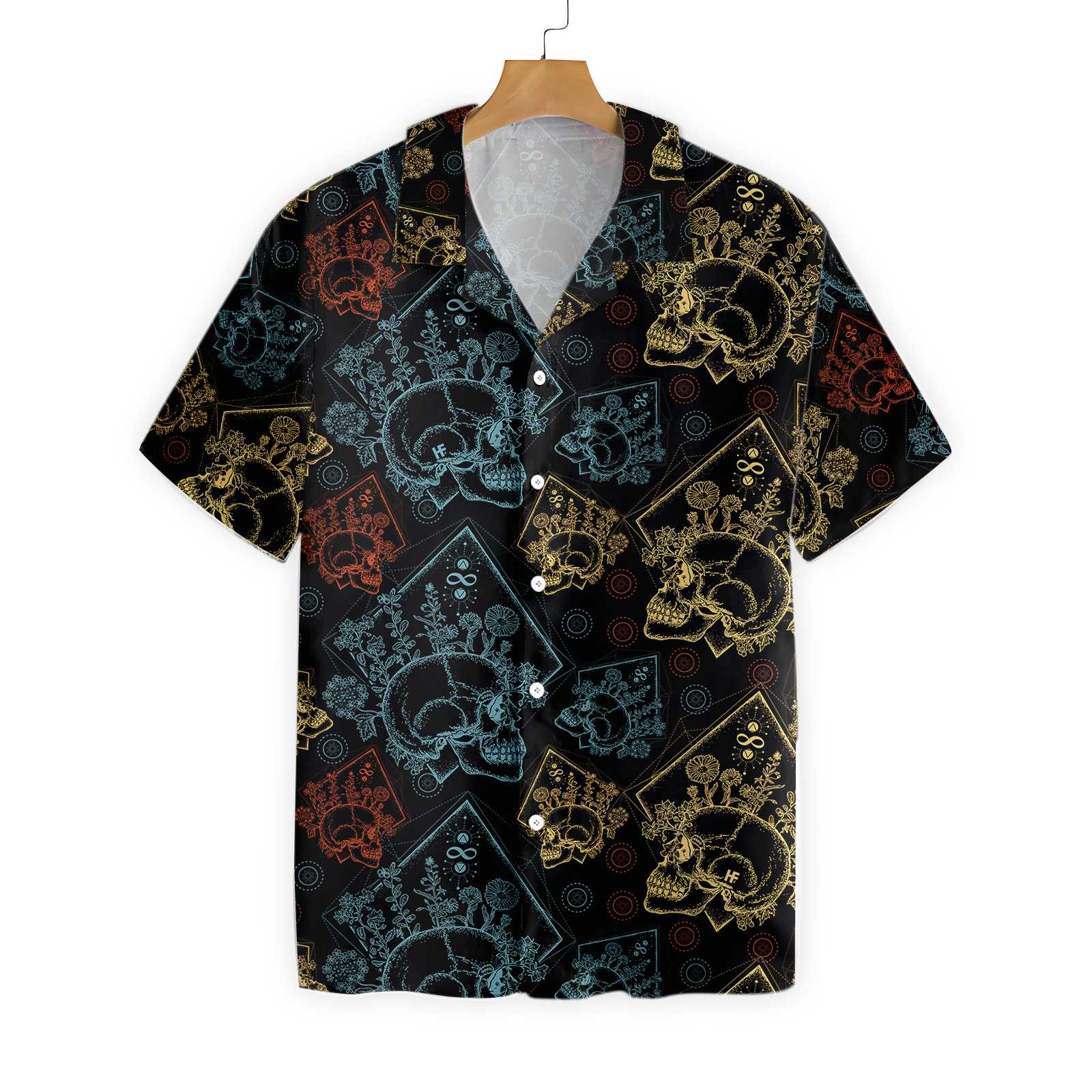 Gothic Skulls In Scrapbooking Style Hawaiian Shirt