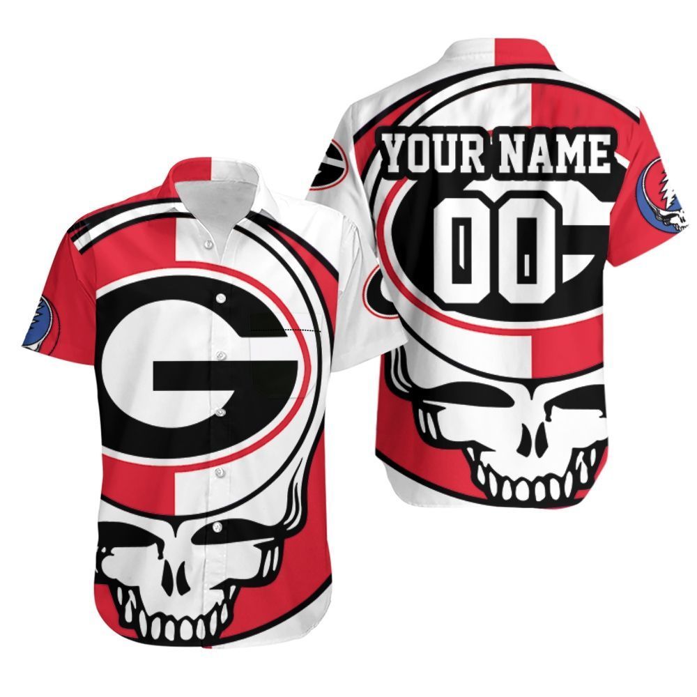 Grateful Dead Georgia Bulldogs Bolt Skull 3d Personalized Hawaiian Shirt