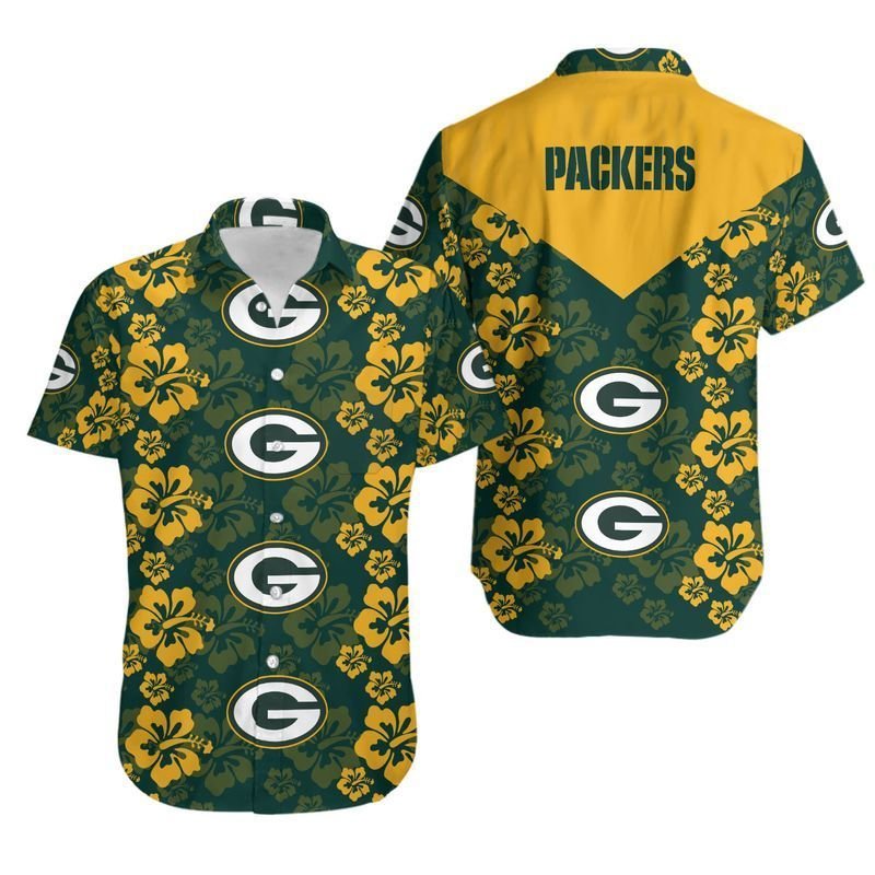 Green Bay Packers Flowers Hawaiian Shirt For Fans-1