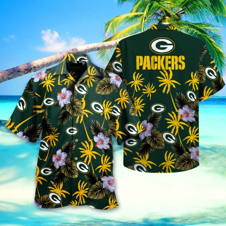 Green Bay Packers Nfl Green Coconut Hawaiian Shirt Short 3d For Fan-1