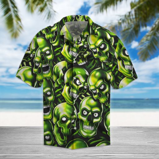 Green Black Skulls Hawaiian Shirt – Gift For Skull Lover