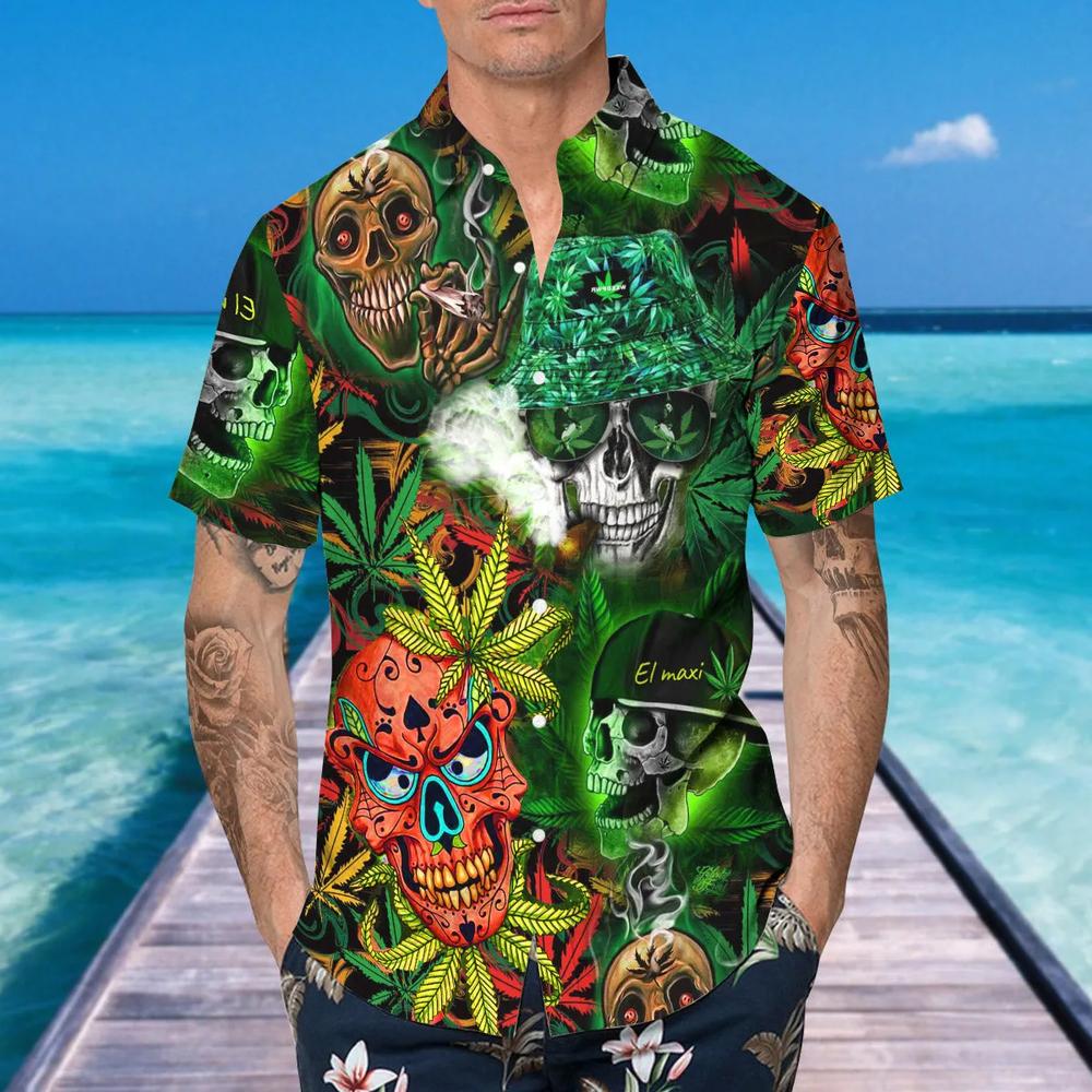 Green Forest Skull Hawaiian Shirt