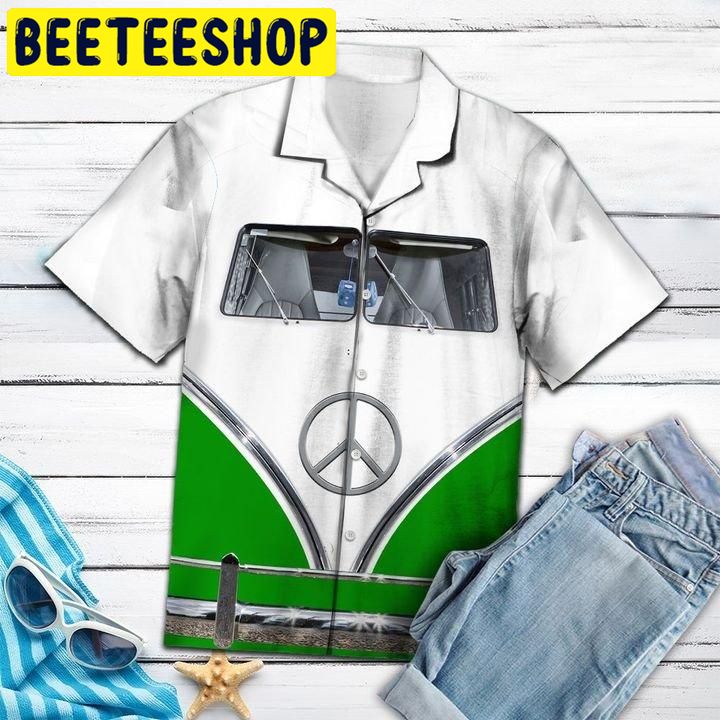 Green Hippie Bus Hawaiian Shirt-1