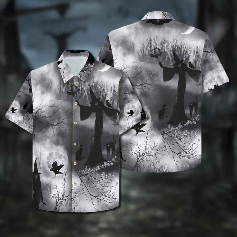 Grey Wicked Fog Witch Halloween Hawaiian Shirt