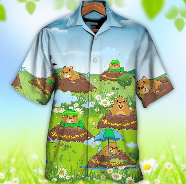 Groundhog Day Happy Day Grass Garden Hawaiian Shirt