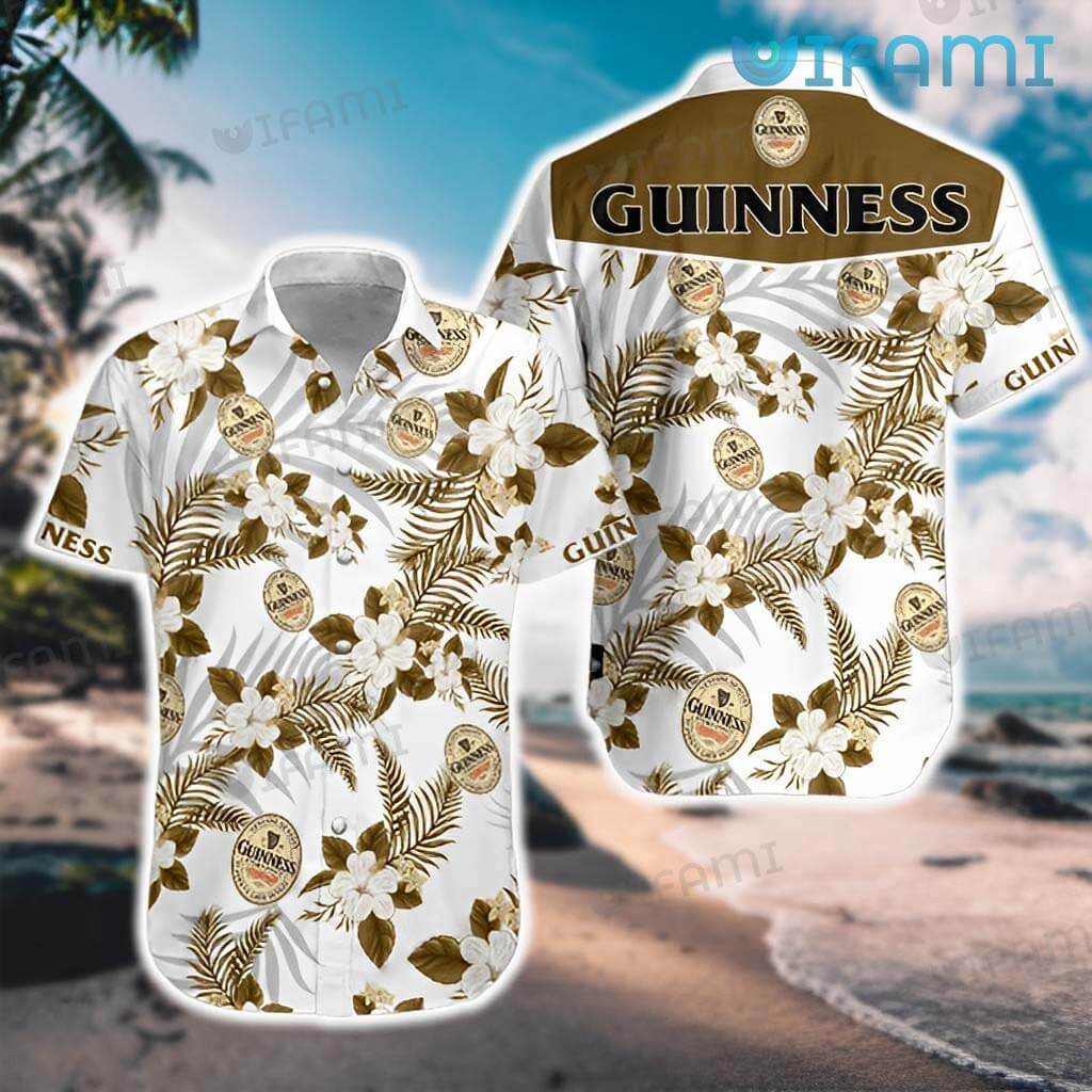 Guinness Hawaiian Shirt Beer Cap Hibiscus Flower Guinness Gift