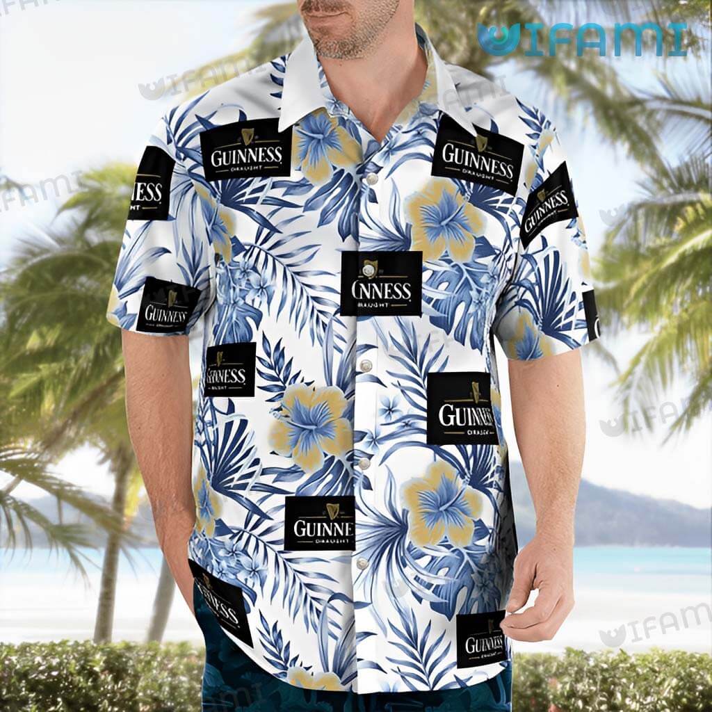 Guinness Hawaiian Shirt Hibiscus Flower Guinness Beer Gift