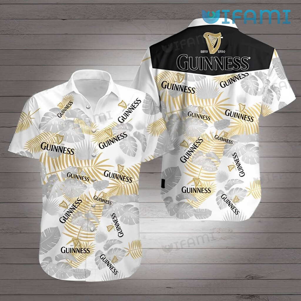 Guinness Hawaiian Shirt Logo Tropical Leaves Guinness Beer Gift