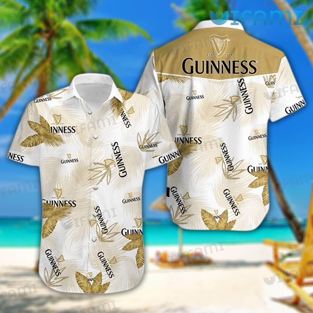 Guinness Hawaiian Shirt Tropical Leaves Guinness Beer Gift