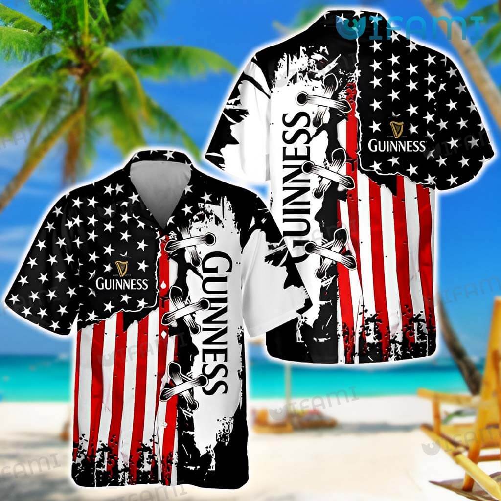 Guinness Hawaiian Shirt Usa Flag Beer Guinness Gift