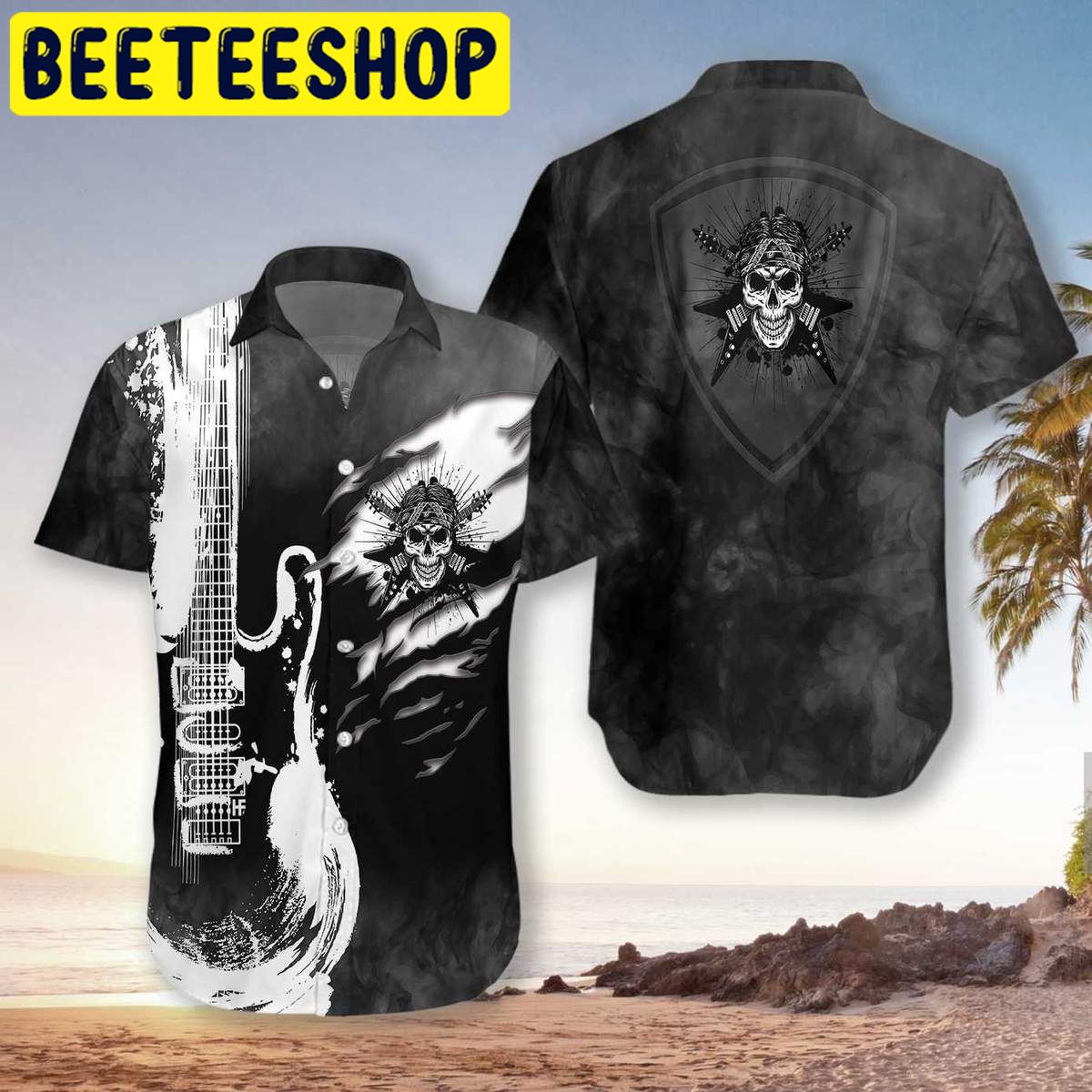 Guitar And Skull Hawaiian Shirt-1