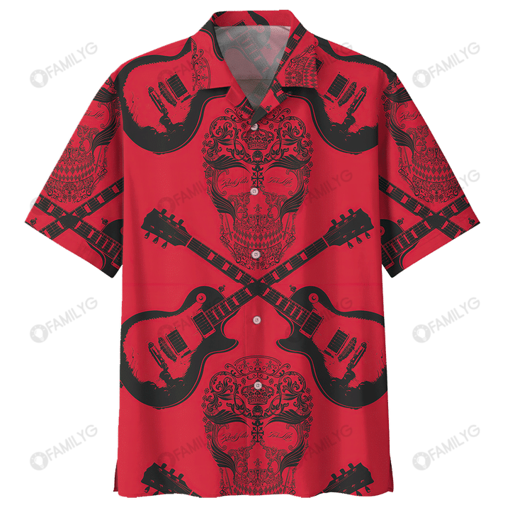 Guitar Skull Art Music Hawaiian Shirt Summer Hawaiian For Men Women Couple