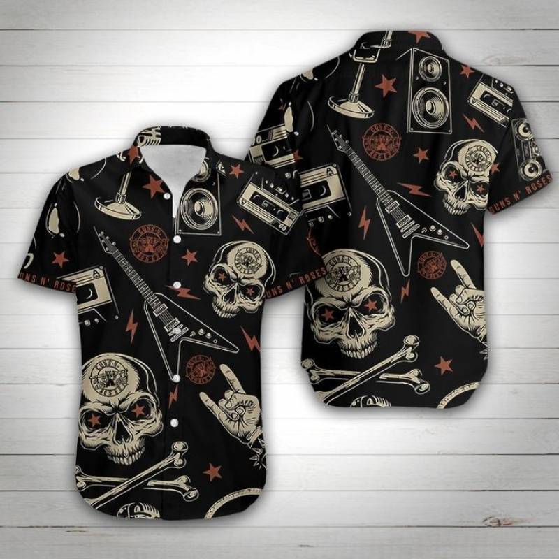 Guns N Roses Hawaiian Skull Shirt