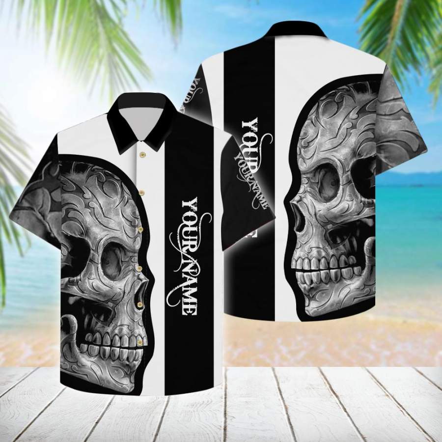 Half Skull Hawaiian Shirt For Skull Lover Hawaiian Shirt