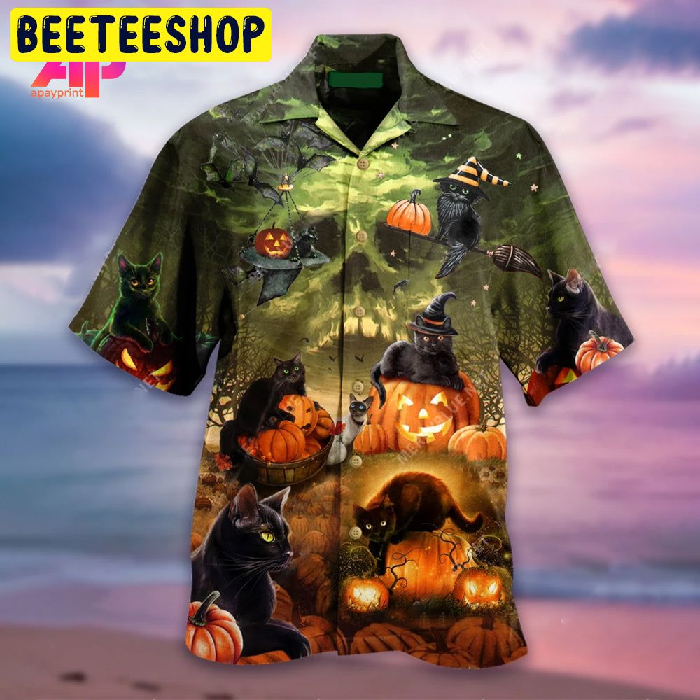 Halloween And Cats Trending Hawaiian Shirt-1