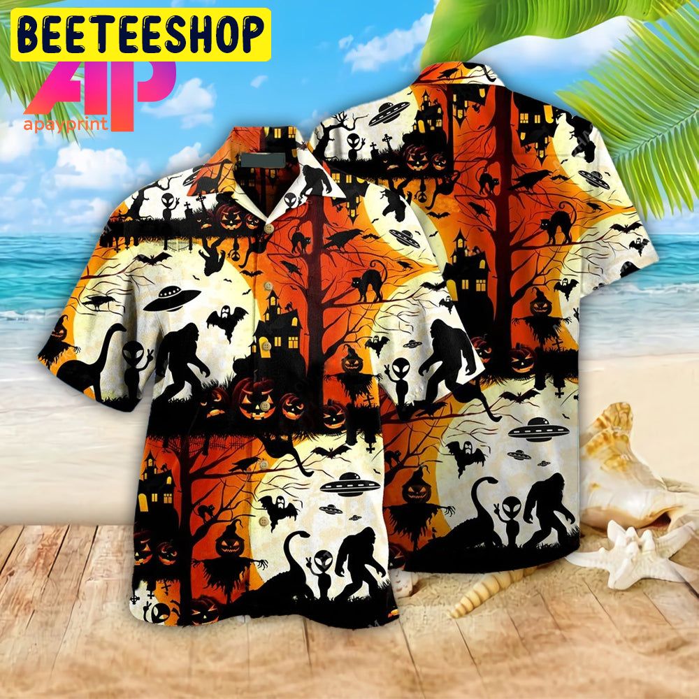 Halloween Ew People Bigfoot Ufo Trending Hawaiian Shirt-1