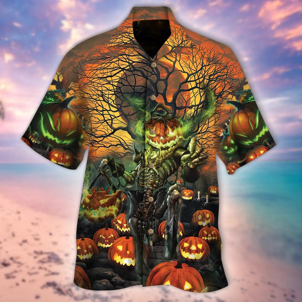 Halloween Moon Night Skull Hawaiian Shirt