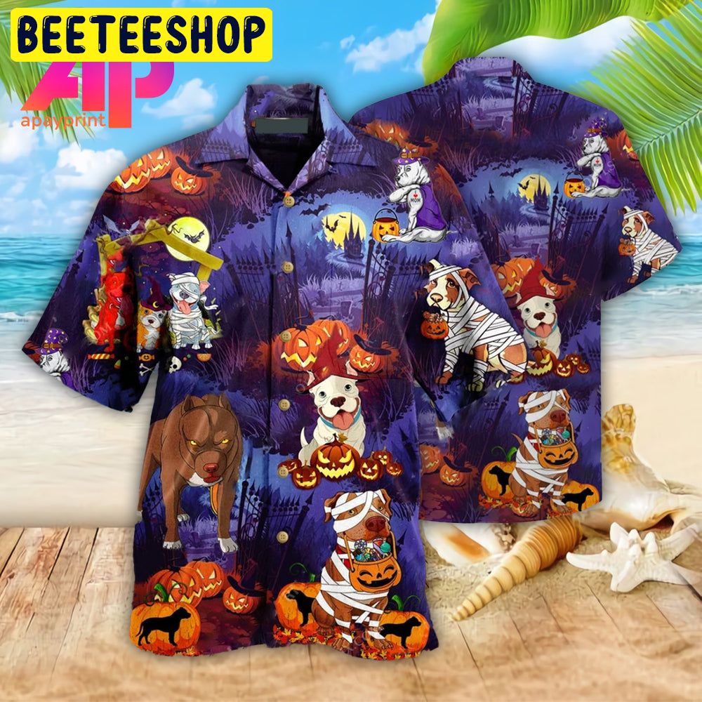 Halloween Pitbulls Funny Trending Hawaiian Shirt-1