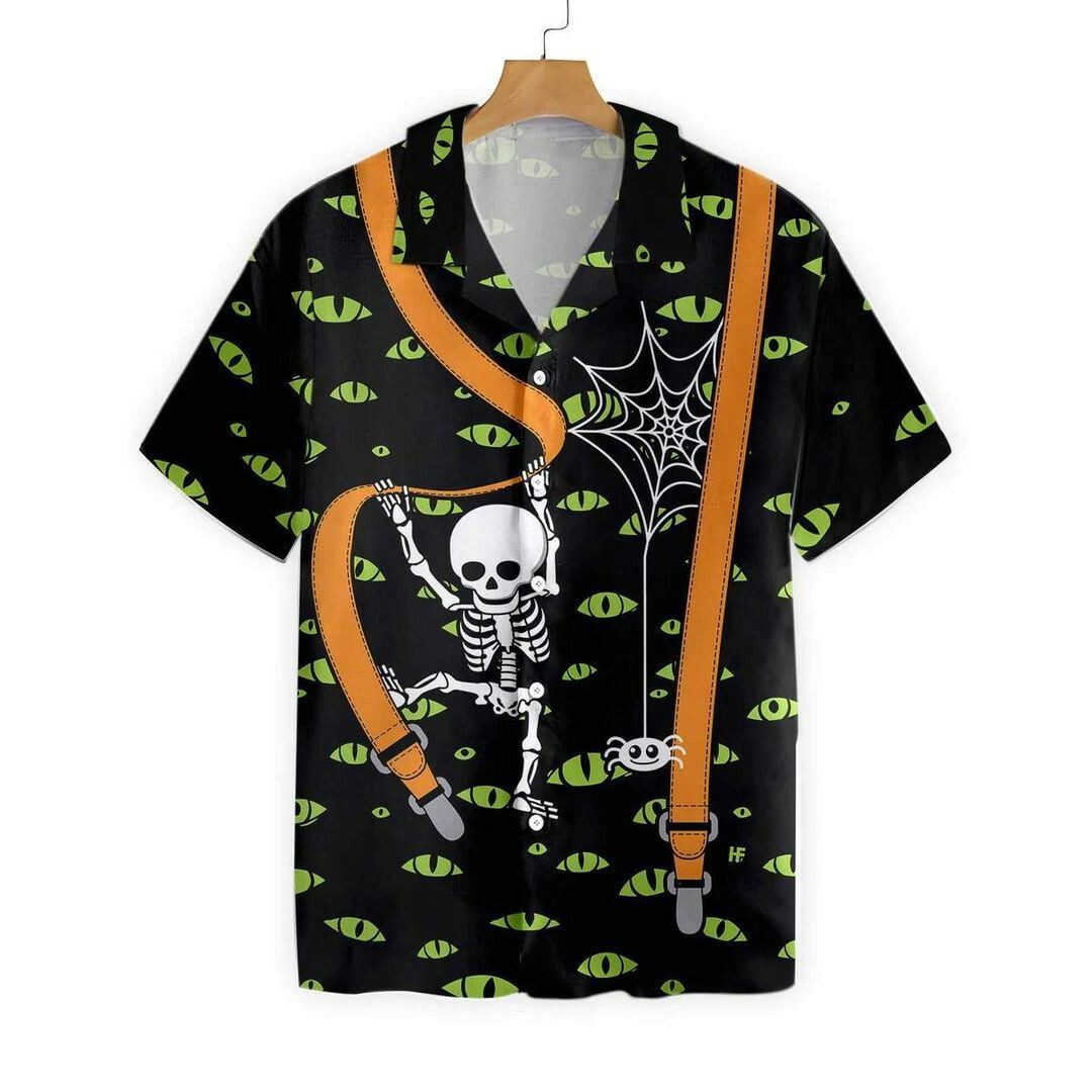 Halloween Skeleton And Monster Eyes Hawaiian Shirt