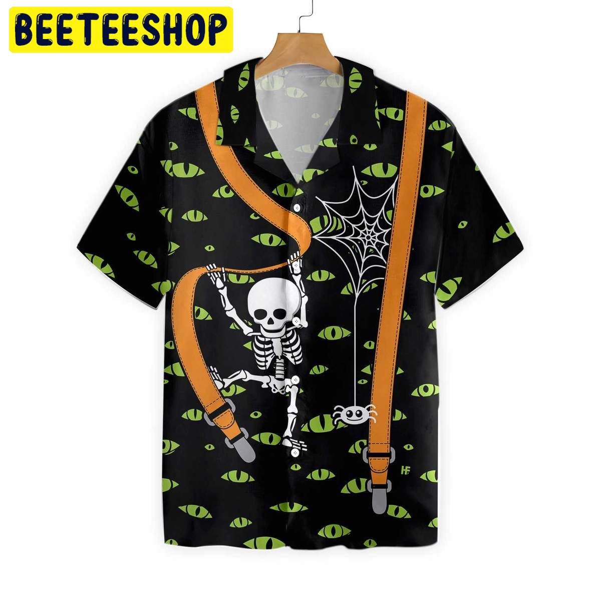 Halloween Skeleton And Monster Eyes Trending Hawaiian Shirt-1