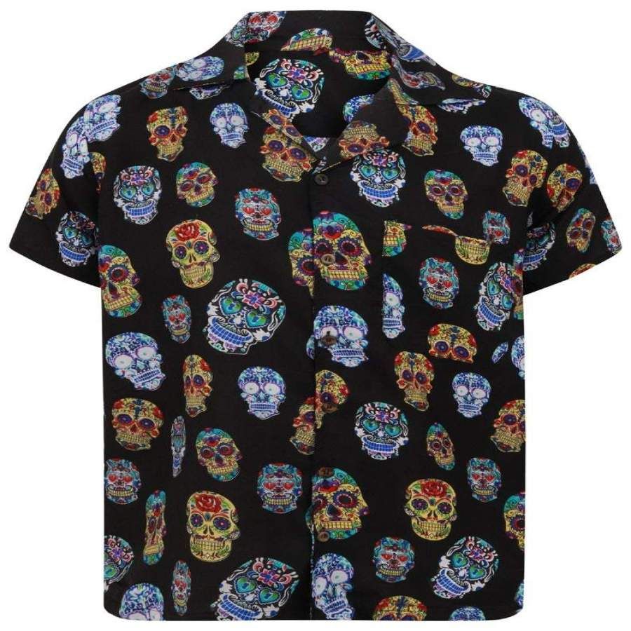 Halloween Skull Hawaiian Aloha Shirts V-1