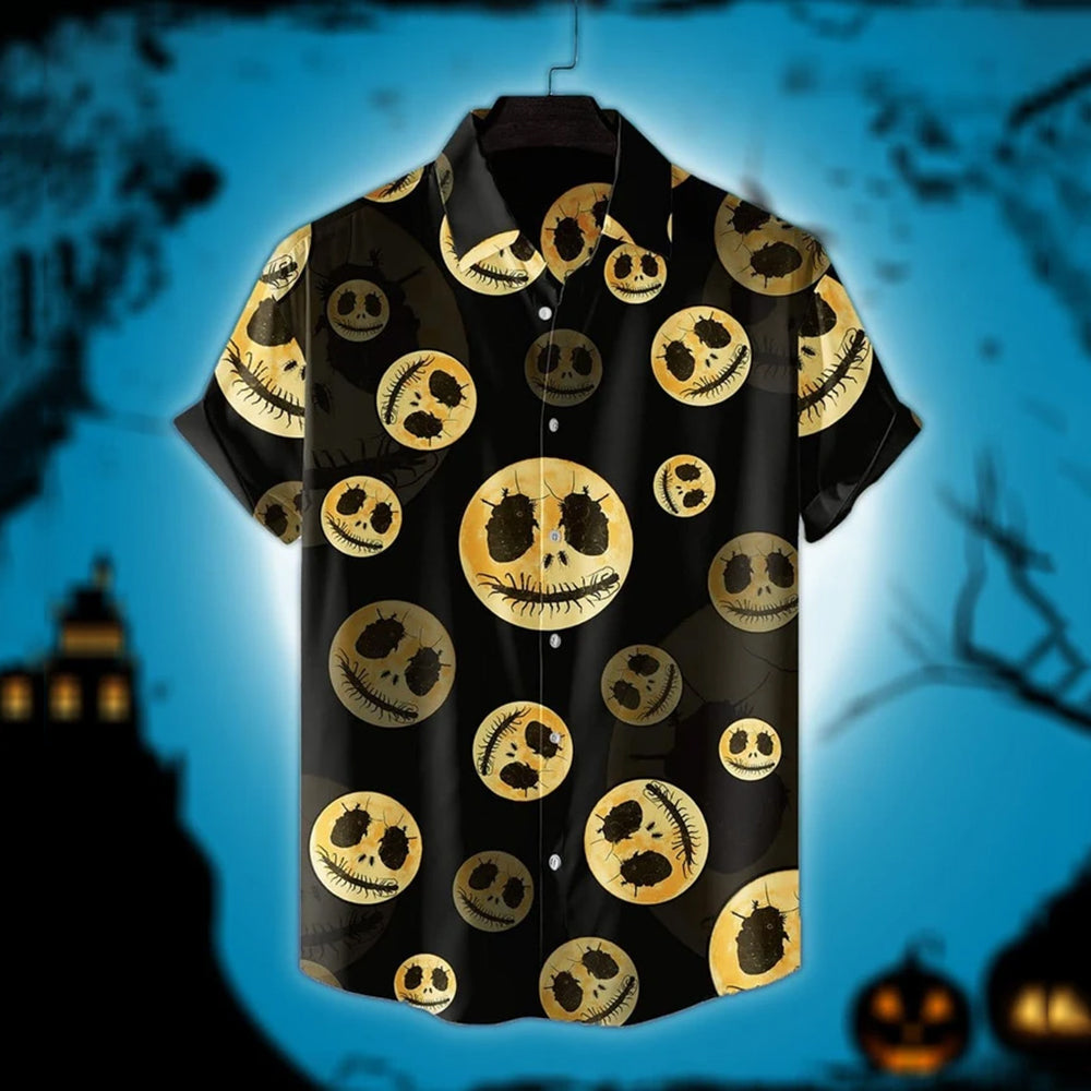 Halloween The Golden Moon Skeleton Skull Hawaiian Shirt