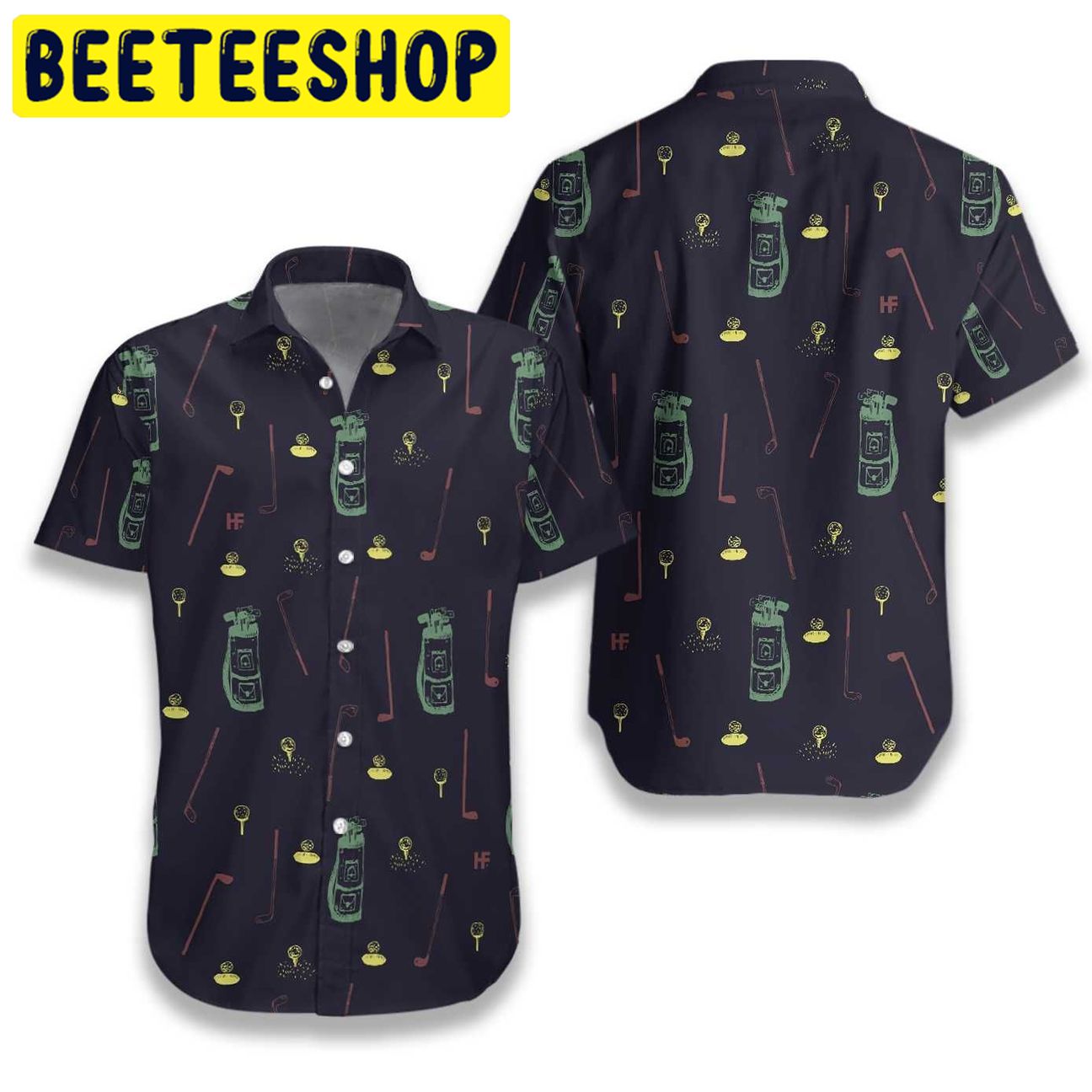 Hand Drawn Golf Seamless Hawaiian Shirt-1