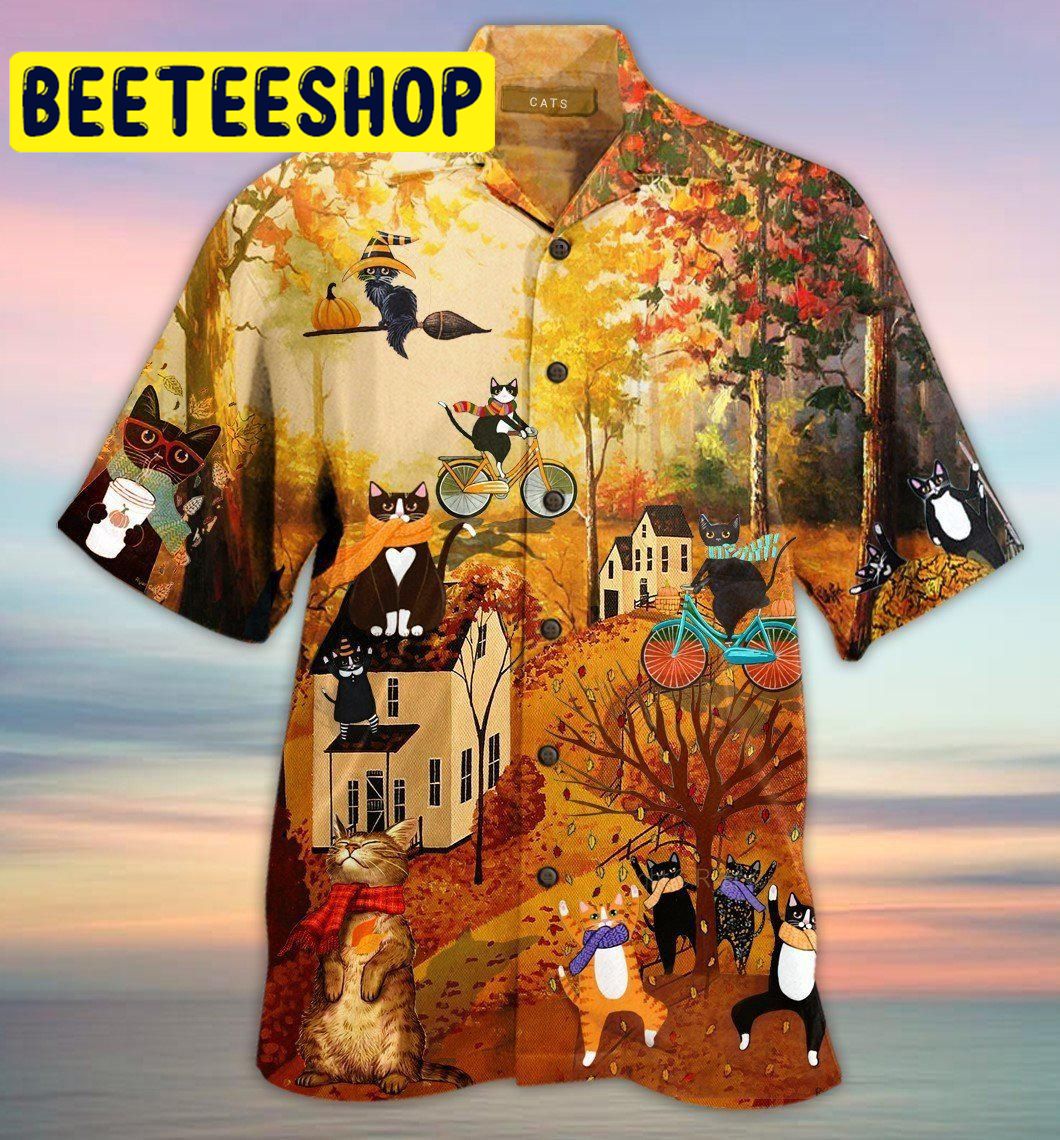 Happy Fall Yall Cats Hawaiian Shirt-1