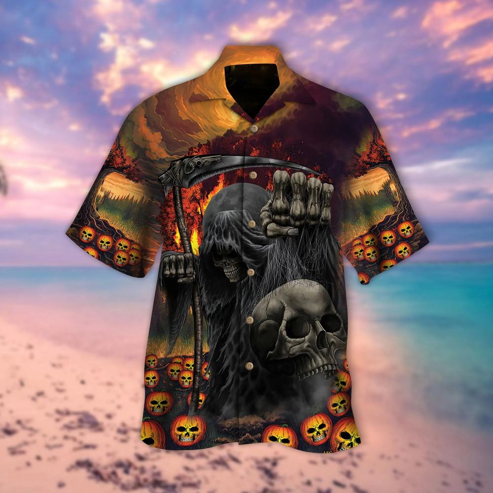 Happy Halloween Skull Hawaiian Shirt Skull Lover Short Sleeve Unisex Shirt