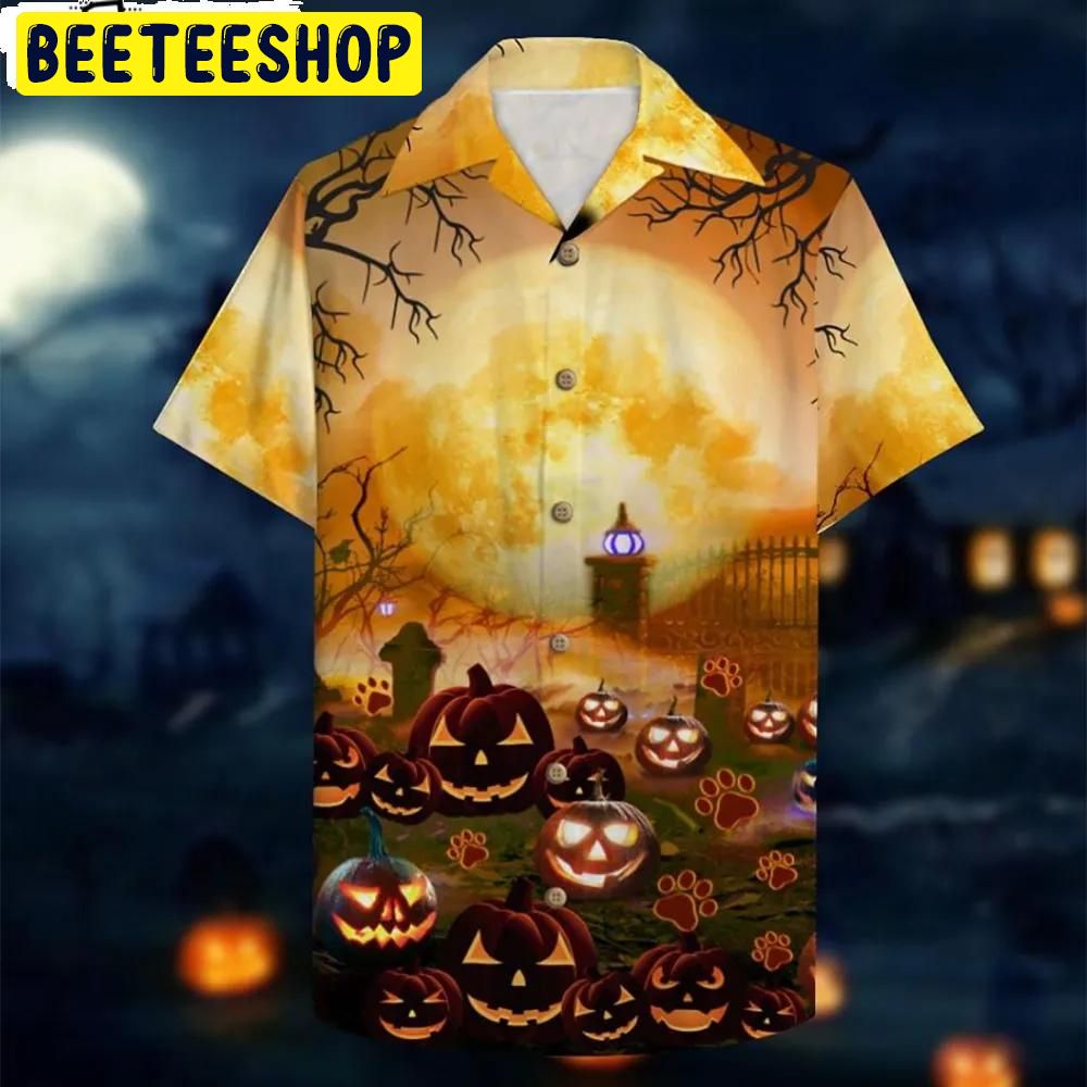 Happy Meow-o-ween Spirit Aloha Halloween Hawaiian Shirt-1