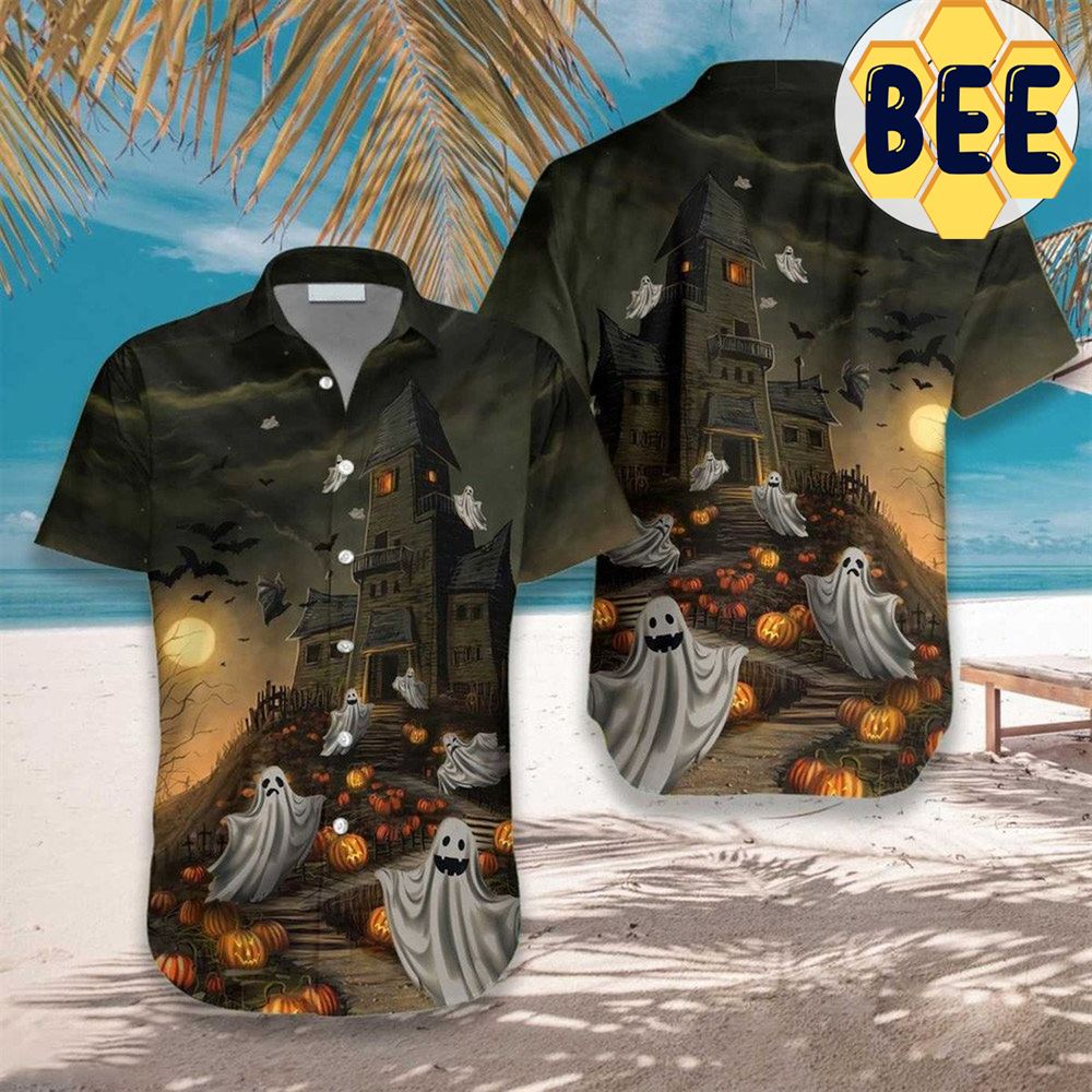 Haunted House For Ghost Halloween Hawaiian Shirt-1