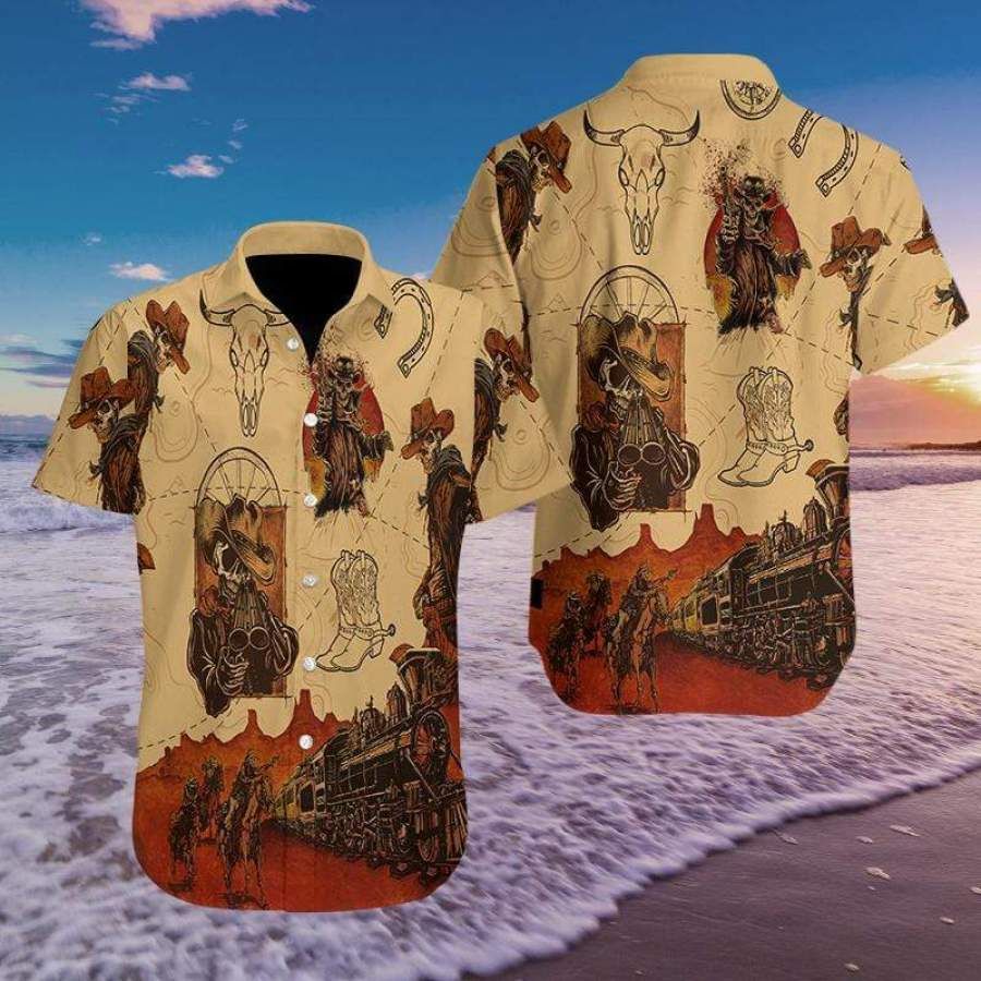 Hawaiian Aloha Aloha Shirts Skull Cowboy 1009l Hawaiian Shorts Beach