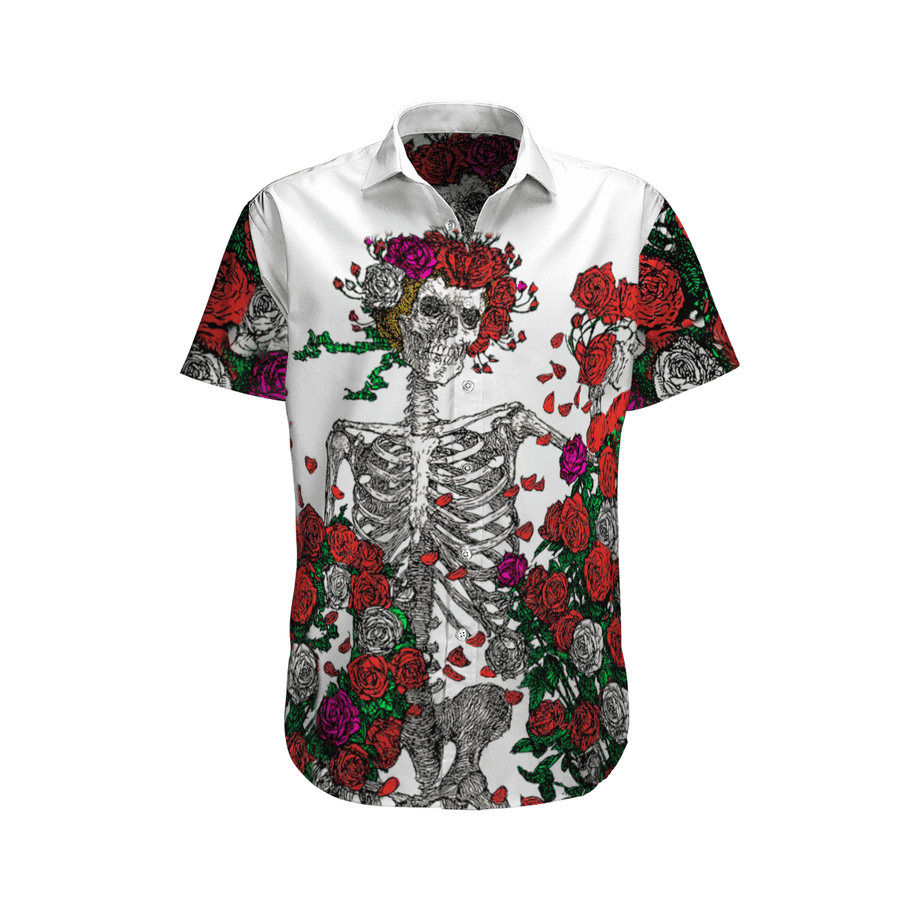 Hawaiian Aloha Shirt Made In Hawaii Gratefull Skull Flowers