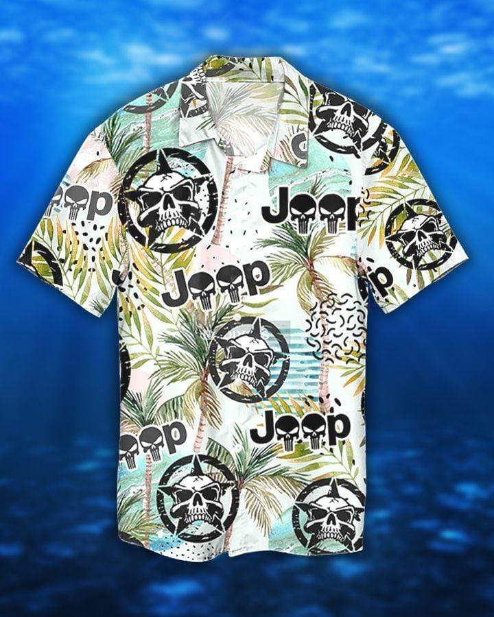 Hawaiian Aloha Shirt Made In Hawaii Jeep Skull Tropical