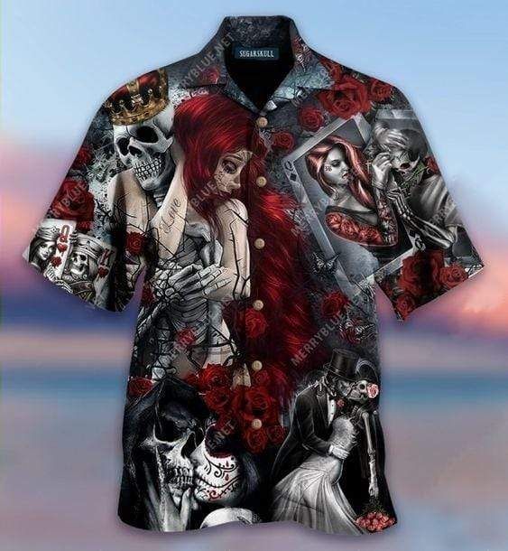 Hawaiian Aloha Shirts A Real Man And His Woman Skull Couple