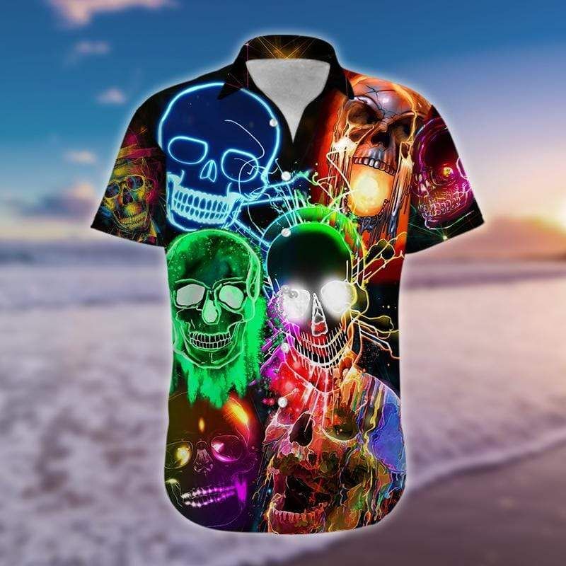 Hawaiian Aloha Shirts Awesome Glowing Skull