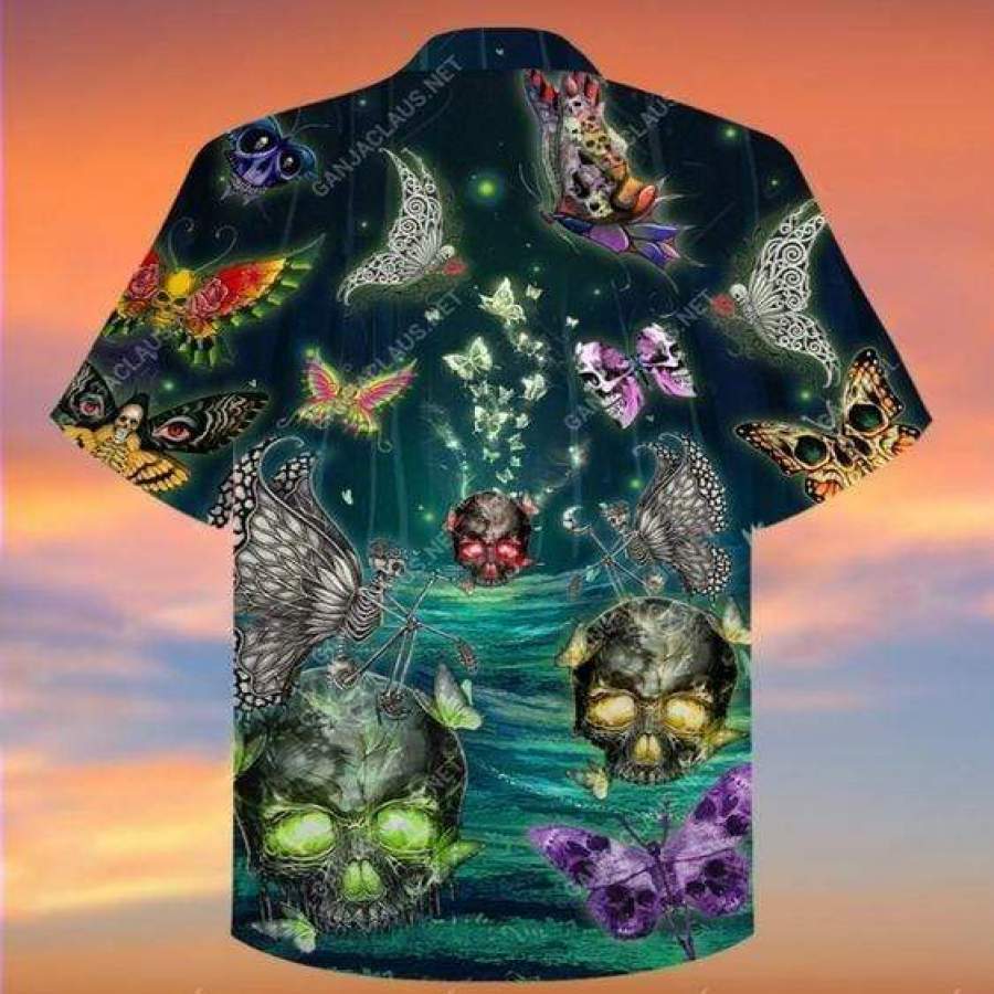 Hawaiian Aloha Shirts Butterfly Skull-1